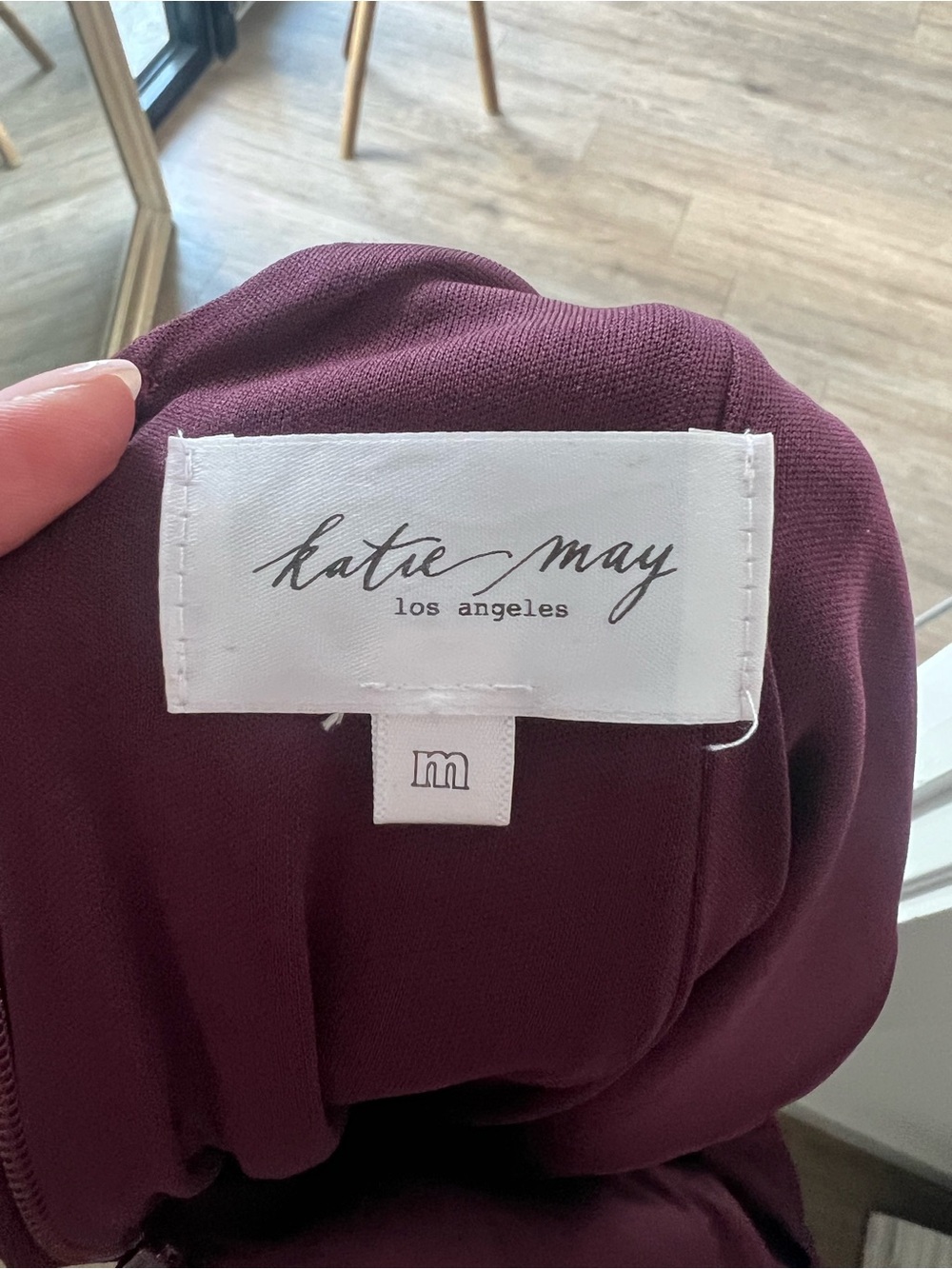 Backless Halter Keyhole Gown in Deep Burgundy - Picture 3 of 3